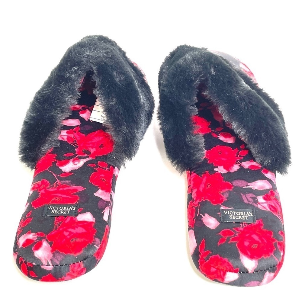 Victoria's Secret Rose Faux Fur House Slippers M - Picture 4 of 9